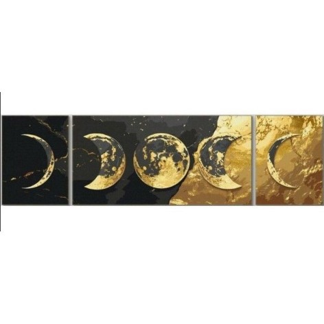 Картина по номерам  (триптих) с красками металлик "Золото Вселенной" 40*150 см