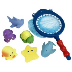 Игровой набор для купания (сачок акула + 6 игрушек)