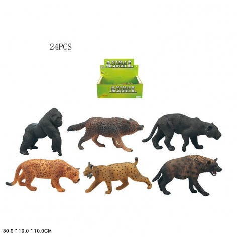 Игрушки дикие животные 6 видов, 24 шт. в коробке 30*19*10 см