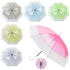 Зонт детский длина 87см, трость 78см, диаметр 103см, спица 57,5см, клейонка, 6 цветов, в п/е 