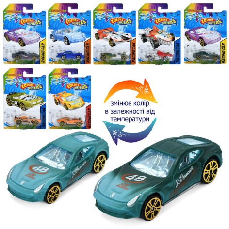 Машина металл, 7см, меняет цвет, микс видов, на листе, 11,5-16,5-3см 