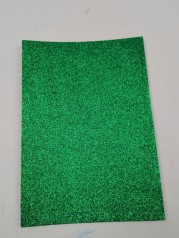 Цветная ЭВА пена с глиттером (Фоамиран) А4, GL-EVA-1-ADH-040, 21х29,7 см, 1,6 мм 5 листов, зеленый