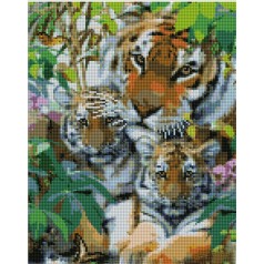 Набір для творчості алмазна картина Сім'я тигрів Strateg розміром 30х40 см (KB076)