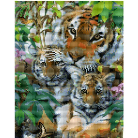 Набор для творчества алмазная картина Семья тигров Strateg размером 30х40 см (KB076)
