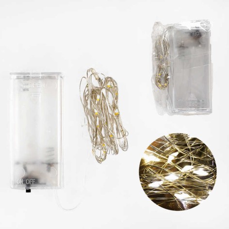 Гірлянда 1.9 метри, світлодіодна, жовте світло, від батарейок, 1 режим, біля кор. 