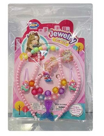 Набір прикрас обруч, бус, браслет, каблучка на резинці, шпильки, в п-ті 16*24 см 