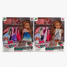 Лялька 2 види, тримач для одягу, гардероб, туфлі, сумочка, висота 32 см, в кор, мікс видів 
