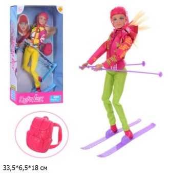 Кукла Defa 8373 с лыжными аксессуарами 2 цвета 33,5*6,5*18