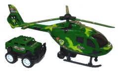 Вертолет игрушечный инерционный военный с джипом в колпаке 34*8,5*15 см