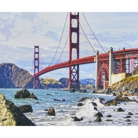 Алмазна мозаїка Strateg "Міст Золоті Ворота" 30x40 см (HEG86113)