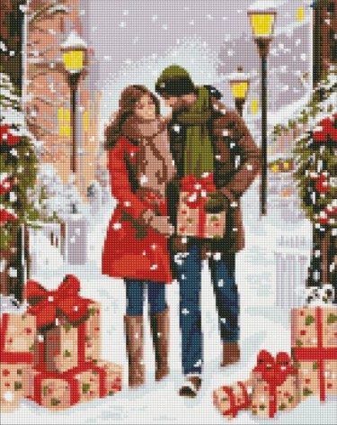 Алмазная мозаика - "Обмен подарками" с голограммными стразами (AB) ©art_selena_ua, 40х50см