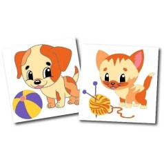 Картины по номерам (набор 2шт) 15*15см Домашние животные