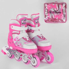 Ролики Best Roller размер 34-37 цвет – розовый колеса PU, переднее колесо светится, в сумке, d колес – 7 см