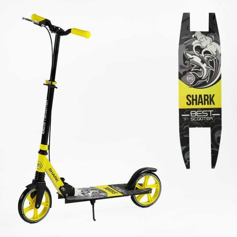 Самокат двоколісний "Best Scooter SHARK" (з ручним гальмом, затискач керма, колеса PU - 20 см, 1 амортизатор, в коробці)