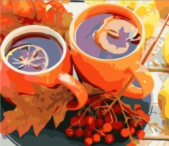 Набор для росписи по номерам Осенний чай Strateg размером 40х50 см (GS846)