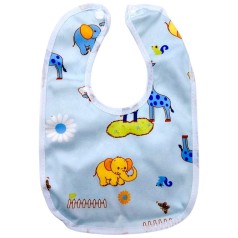 Слюнявчик тканевый на кнопке (ГОЛУБОЙ) СЛОН