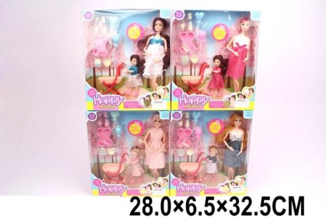 Лялька 4 види, лялька, коляска, аксесуари, в коробці 28*6,5*32,5 см