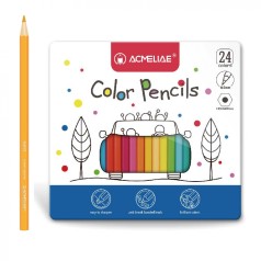 Карандаши цветные "Acmeliae" 24 цвета, шестигранный корпус, металлическая коробка 9402-72