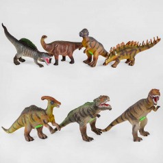 Динозавр резиновый звуки, 7 видов, 25 см, мягкий, резиновый, п/е /72-2/