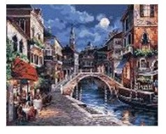 Картина по номерам "Венеция ночью" 40*50см, краски акрилловые, кисть-3шт.(1*30)