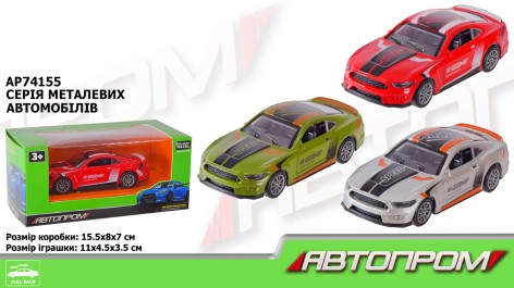Машина мет. АВТОПРОМ 1:36,3 цвета,кор..15*8*7см /96-2/