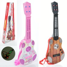Гітара 52см, струні 4шт, музика, світло, 2віді, на бат-ці, в кор-ці, 18,5-52,5-6см 