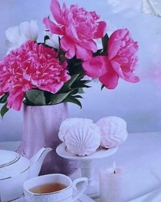 Набір для творчості алмазна картина Аромати півоній та чаю Strateg розміром 40х50 см (SK88239)