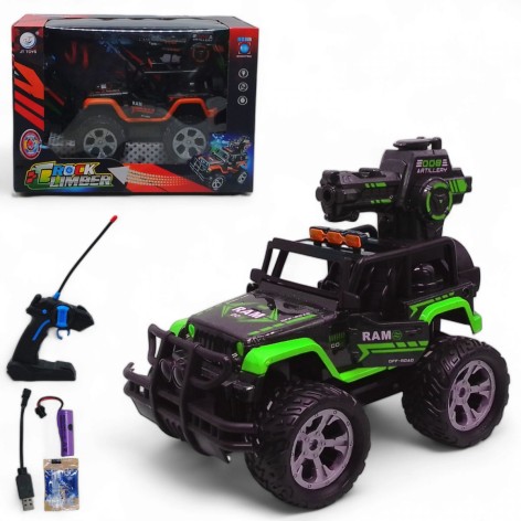 Машинка на радиоуправлении "Джип Rock Climber", стреляет орбизами (зеленый)