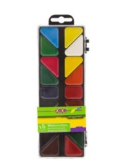 Фарби акварельні 18 кольорів, пластикова коробка, без пензлика, чорний