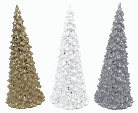 Сувенірна ялинка пластикова з підсвіткою 23x9 см біла, срібляста, золота