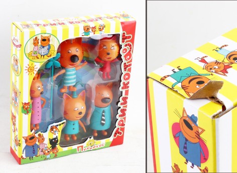 УЦЕНКА 20% Герои  ТРИ КОТА в кор. – 24*5*20 см, р-р игрушки – 6.5-10см 