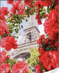 Набір для творчості алмазна картина Ейфелева вежа серед троянд Strateg розміром 30х40 см кр (GM86102)