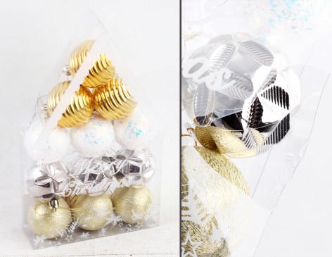 УЦЕНКА 50% Новорічні прикраси 12 штук, кульки, D=5 см, у слюді 