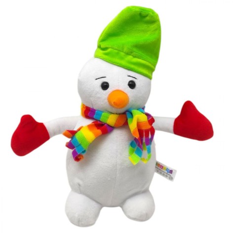 М'яка іграшка "Сніговик" 24 см (салатова шапочка)