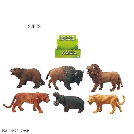 Игрушки дикие животные 6 видов, 24 шт. в коробке 30*19*10 см