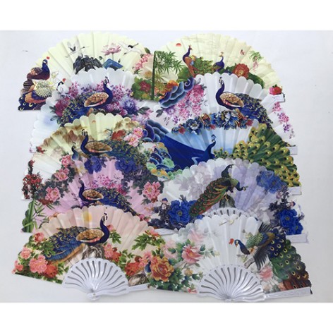 Віяло 23,5см, павич, мікс видів, /300/25/12шт