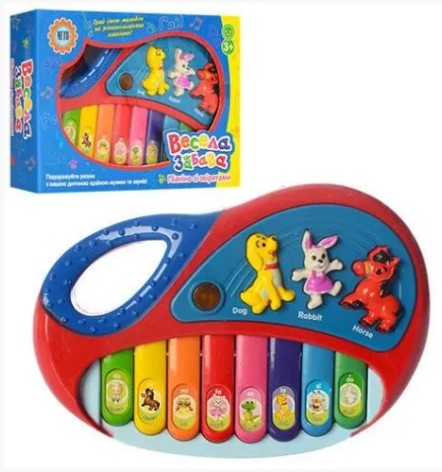 Пианино  18-12-3,5см, муз, свет, на бат-ке, в кор-ке, 18,5-12,5-4,5см //