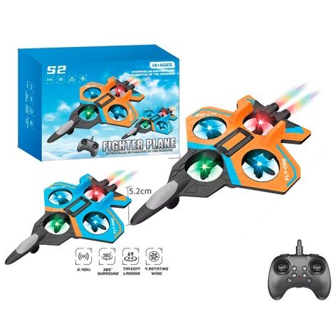 Самолет Р/К 2,4G, аккумулятор, истребитель, 25,5см, свет, пенопласт+пластик, USBзарядное, 2 цвета, в кор-ке, 31-21-6см /12/