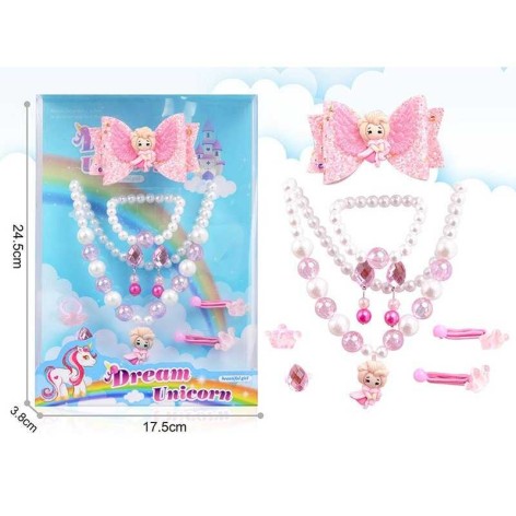 Набір прикрас обруч, бус, браслет, каблучка на резинці, шпильки, у слюді 24,5*17,5 см 