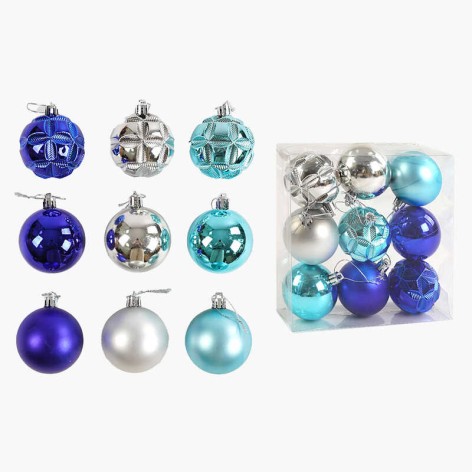 Новорічні прикраси кульки, 9 штук, D = 6 см, у слюді 