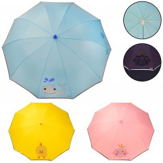 Зонт детский с прозрачным окошком, светоотражающая лента, 3 вида, размер трости – 64см, диаметр в раскрытом виде – 80см