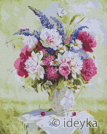 Картина по номерам "Натюрморт с пионами и люпинами" 40*50 см