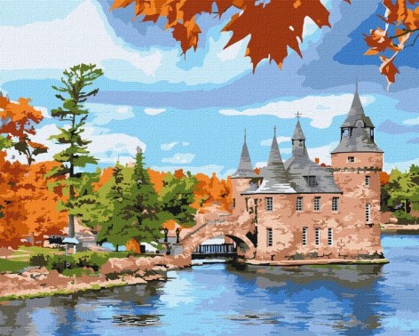 Картина по номерам - "Замок на озере" 40х50см