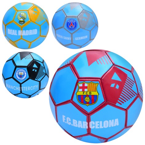 Мяч футбольный размер 5, ПВХ 1,6мм, 260-280г, 4 вида(клубы), в п/е 