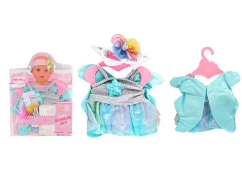 Одяг для кукол топ з крильцями, спідничка, підгузок, пустушка, пов'язка, п/е 