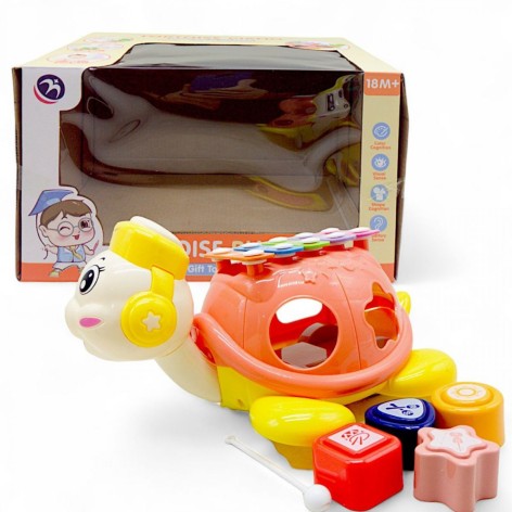 Іграшка каталка MIC "Черепаха" з ксилофоном та сортером (рожева) (BM1015)