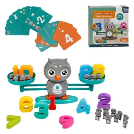 Гр Игра-балансир Сова 30299 (12/2) 4FUN Game Club, 53 элемента, 3 уровня игры, 30 двусторонних карт, цифры от 1 до 10, в коробке [Коробка]