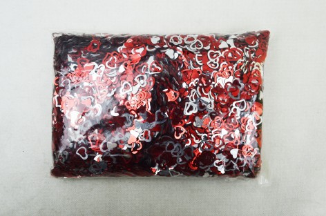 Декоративные сердечки, блестящие 13 мм, 0,5 кг красные + серебро микс Kidis