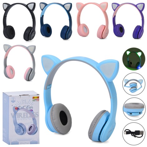 Навушники бездротові, вушка, Bluetooth, TF, USB-зарядне, 6 кольорів, в кор-ці, 10,5-19-6,5см /24/