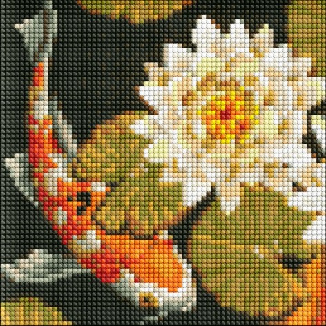 Набор с алмазной мозаикой без подрамника "Радужный карп" 20х20см